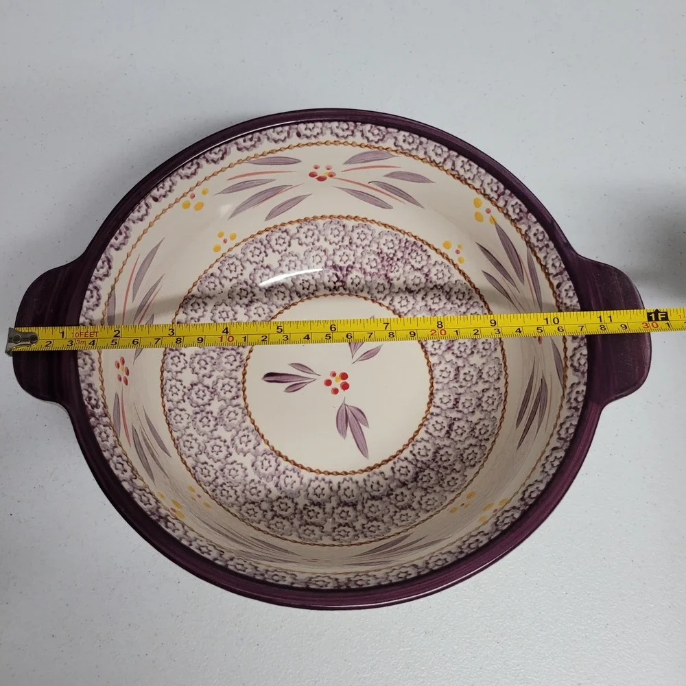 Temp-tations Old World 3qt Round Serving Bowl with Lid Purple Floral
